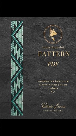 Bead loom bracelet pattern Miyuki Delica PDF Beading pattern Geometric native beadwork mint bracelet