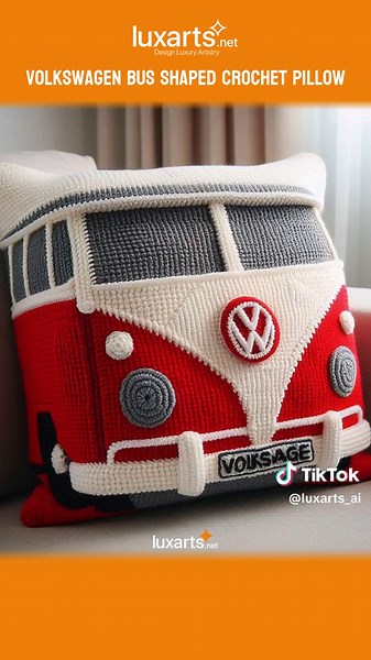 Volkswagen Bus Shaped Crochet Pillow: 🚐 🧶 🌟: #vwbus #crochetpillow #luxarts: Discover the Volkswagen Bus Shaped Crochet Pillow – a cozy and charming addition to your home decor. Shaped like the iconic VW Bus, this crochet pillow combines playful design with soft comfort, making it a delightful accent piece for any room. Perfect for VW enthusiasts and those who love unique handmade items, it adds a touch of retro charm to your living space. Enjoy the Volkswagen Bus Shaped Crochet Pillow from L