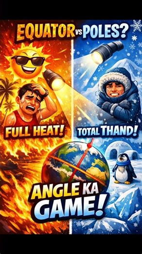 “Equator 🔥 vs Poles ❄️ | Garmi–Thand ka Asli Reason 😱”#trending #short