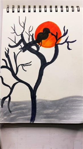 Nature Evening Scenery Tutorial Sunset Landscape art Step by Step Pencil #youtubeshorts #shortsfeed