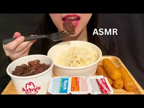 ASMR ARBY'S *NEW STEAK NUGGETS, MAC N CHEESE & MOZERALLA CHEESE STICKS (EATING SOUNDS) MUKBANG