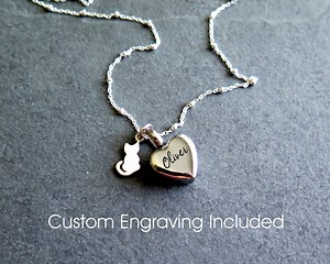 Personalized Cat Cremation Urn Necklace: Pet Loss Gifts in Heart-shaped Memorial Jewelry for Cat Ashes - Etsy