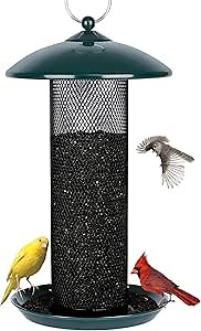 Gtongoko Finch Bird Feeders for Outdoors 2.5 LB Capacity Squirrel Proof Metal Mesh Tube Bird Feeders Thistle & Nyjer Seed Hanging Feeder, Green