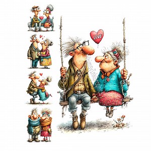 Funny Love Old Couple Clip Art: 18 JPG White Background Digital Download Print Sublimation - Etsy