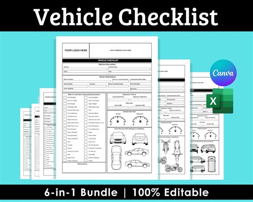 Editable Vehicle Inspection Checklist: Canva & Excel Fleet Forms (digital Download) - Etsy UK