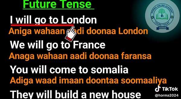 Future Tense Sentences: English to Somali (Calm Voice)