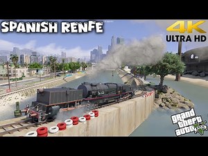 Spanish Steam Locomotive RENFE 462-0406 Runs Through Vespucci Beach & Del Perro - GTA V