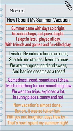How i spent my summer vacation/Summer vacation poem/Summer vacation poem/spent my summer vacation