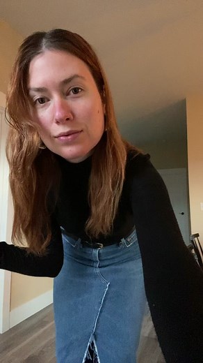 Winter Styling: Long Denim Skirt with Tights for a Chic Look