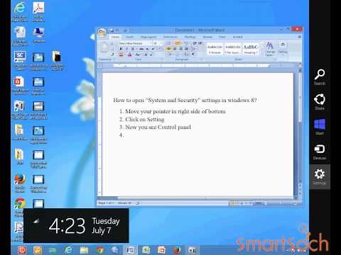 How to open System and Security settings in windows 8