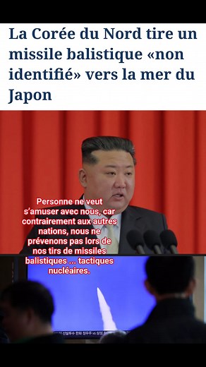 ⚠️🚀🚀🚀Pyongyang a tiré au moins un missile balistique non identifié vendredi, huit jours après que le président américain Donald Trump a approuvé le projet sud-coréen de construction d’un sous-marin à propulsion nucléaire. | Ihssan IE