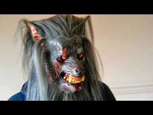 Werewolf Animatronic Halloween Mask Being Worn in Action