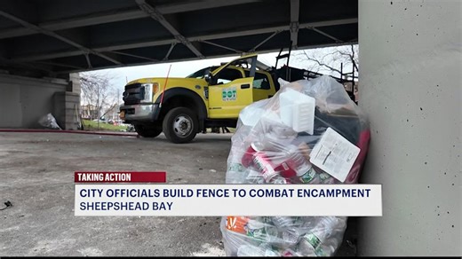 City clears 'hot spot' homeless encampment from Coney Island Avenue overpass with fence