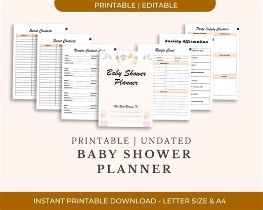 Baby Shower Planner Book, Printable Organizer Guide, Gender Neutral Party Checklist Binder, Mom to Be Gift Keepsake Journal - Etsy