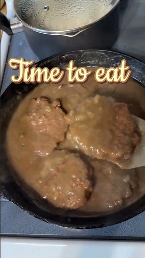 Smothered hamburger steak and onion gravy