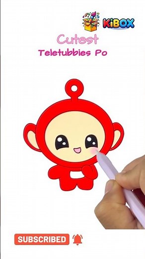 How to Draw the Cutest Red Teletubby Po Ever #kibox #cutiesketch #drawing #shorts #artforkids