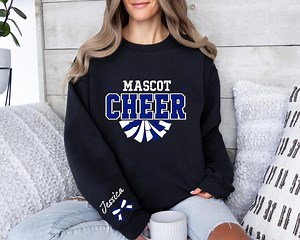 Custom Cheer Sweatshirt,blue and White Cheer Sweater ,cheer Squad Sweaters, Megaphone Hoodie, Cheer Mom With Name Sweater,personalized Cheer - Etsy