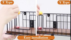 Ironing Board Hanger Wall Mount Adjustable Iron Board Holder with Storage Shelf for T-Leg and Y-Leg Metal Iron Holder with Wooden Base Basket and 2 Hook for Laundry Room, Black