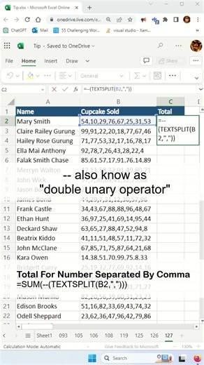 Sum comma separated values in Excel - Excel Tips and Tricks #shorts #fyp