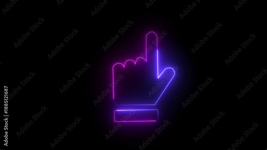 hand cursor with click and accent. Mouse pointer hand click icon animation. Clicking finger icon with black background. 4k