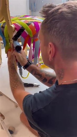 Transforming a Chair with Vibrant Fabric Weaving