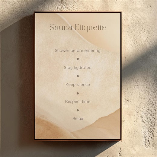 Sauna Etiquette Poster, Luxury Spa Wall Art, Wellness & Beauty Salon Decor, Beige Sauna Rules Printable, Minimal Japandi Digital Download - Etsy