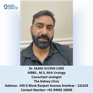 430 reactions · 41 shares | Consult for Urological Problems Dr. Sajad Sultan Lone MBBS , M.S, Mch Urology Consultant urologist The Kidney Clinic Address: 449 D Block Ranjeet Avenue Amritsar - 132103 For Appointment: +91 94692 18309 #AgeWithGrace #ProstateHealthAwareness #UrinaryProblem #Urology | Age With Grace | Facebook
