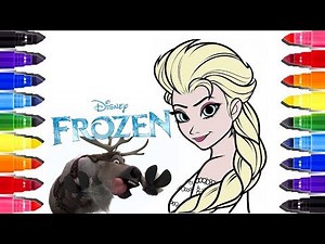Elsa coloring pages Frozen movie disney | Coloriage elsa reine des neiges | learn colors