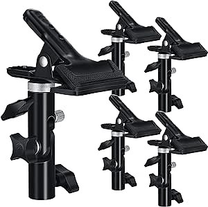 Kanayu 5 Pack Photography Reflector Heavy Duty Metal Clamp Holder with 5/8" Light Stand Clip Mount and Umbrella Reflector Holder for Lighting Reflector Diffuse