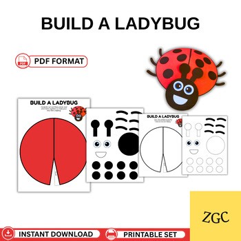 Build a Ladybug Craft Printable | Cut and Paste Activity | Spring Insect Craft