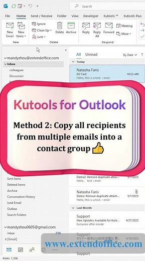Copy all recipients from one or multiple emails in Outlook