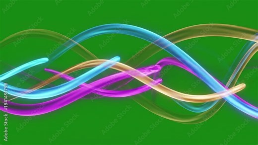 Mystical foggy cityscape glow with dynamic light trails curving smoothly effect green screen light trails style featuring light