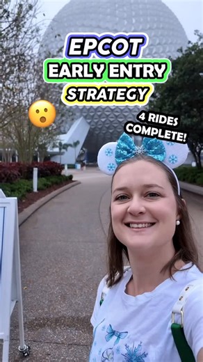 Megan Moves | Theme Park Travel on Instagram: "INSANE Epcot Rope Drop! 😵🚀(Easy Early Entry Morning Strategy) Let’s spend the morning at Disney’s Epcot park by rope dropping popular rides during Early Entry! This strategy included riding 4 Epcot rides in 1 1/2 hours! Early Entry is a perk included with a Disney World resort guest hotel stay! This is a 30-minute early window that hotel guests have access to the Disney World theme parks before they officially open. During early entry, we were abl