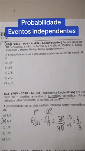 multiplicar as probabilidades quando são eventos independentes #probabilidade #questoesdeconcursos