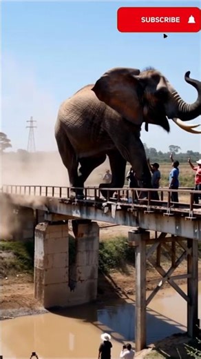 Elephant Jumps Over the Bridge as Crowd Cheers Loudly! #elephant #shorts