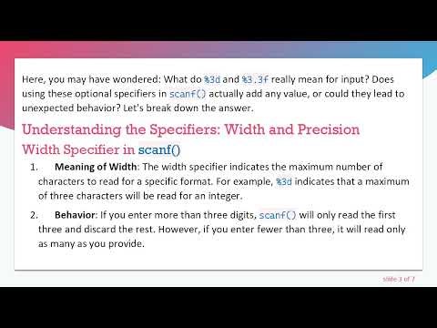 Understanding the scanf() Format String in C: Width and Precision Explained