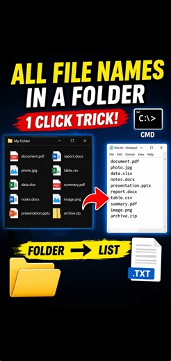 👉 Copy All File Names in Seconds 💻 | CMD Trick (No Copy Paste)