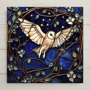 Art Nouveau Barn Owl Ceramic Tile: Cottagecore Wall Decor - Etsy