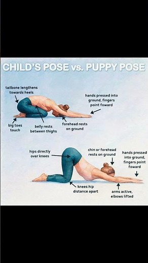 Child pose vs. puppy pose🧘‍♀️🐶 #Yoga #Poses