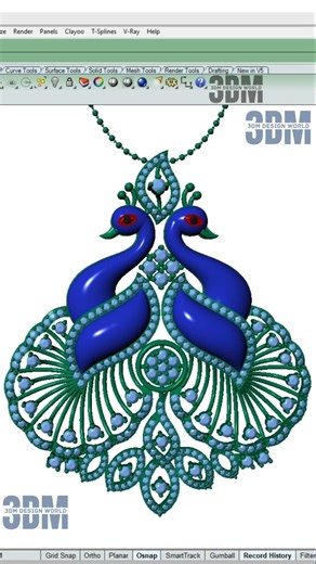 Latest Peacock Pendant Making #shorts #youtubeshorts #trendingjewelry #jewellerydesign #caddesign