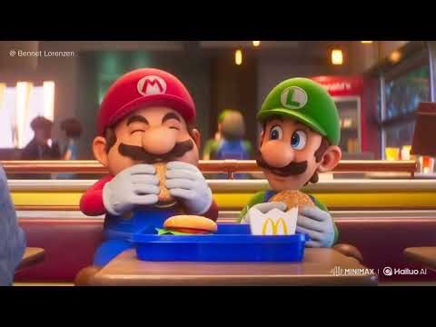 Mario and Luigi eating hamburger on mc donalds