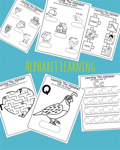 Printable Alphabet Learning Pages - Etsy UK