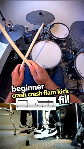 69K views · 1.1K reactions | Beginner Crash Crash Flam Kick Fill - DRUM LESSON #drumlesson #drumlessons #vdrums #Roland #Drummer | Drumdex | Facebook