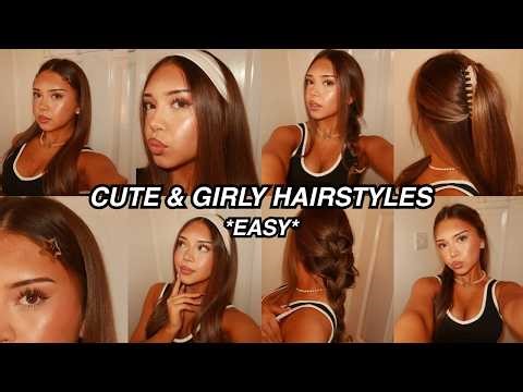 4 CUTE & GIRLY HAIRSTYLES!!♡ *heatless* *easy*