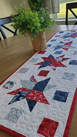 Patriotic Star Quilted Table Runner | Patchwork Red White and Blue Table Top Centerpiece, July 4th Summer Decor, Independence Day - Etsy