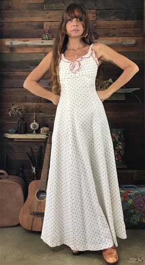 1960s Polka Dot Maxi Sun Dress, Ruffle Bodice, Full Skirt - Etsy Australia