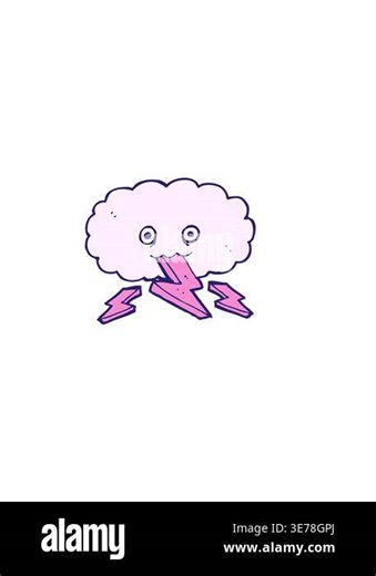 horizontally vibrating animation of cartoon of thundercloud Stock Video Footage - Alamy