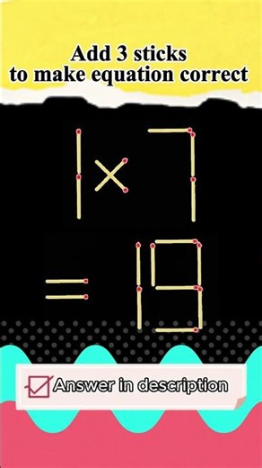 Мatchstick puzzle №485 Add 3 sticks to make equation correct