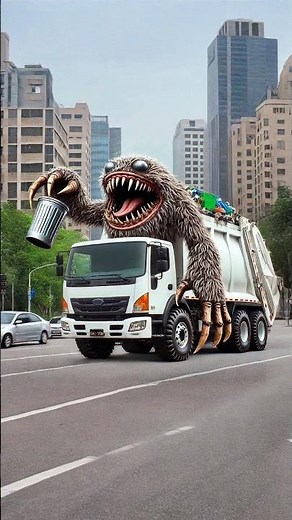 Evolution of garbage truck from lego to alien monster garbage truck