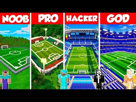 Soccer FootBall Stadium Build Battle Challenge - Noob vs Pro vs Hacker vs God - Minecraft Animation